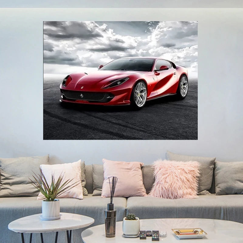 Oil Painting Seaside Retro Car Still Life DIY Painting by Numbers Wall Art Picture Acrylic Painting for Home Decor Canvas