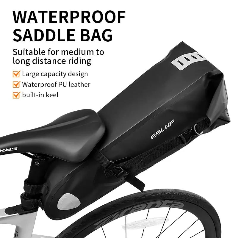 ESLNF Large Capacity Bike Saddle Bag Seat Pack Bag Waterproof Reflective Mountain Road Bicycle Tail Bag