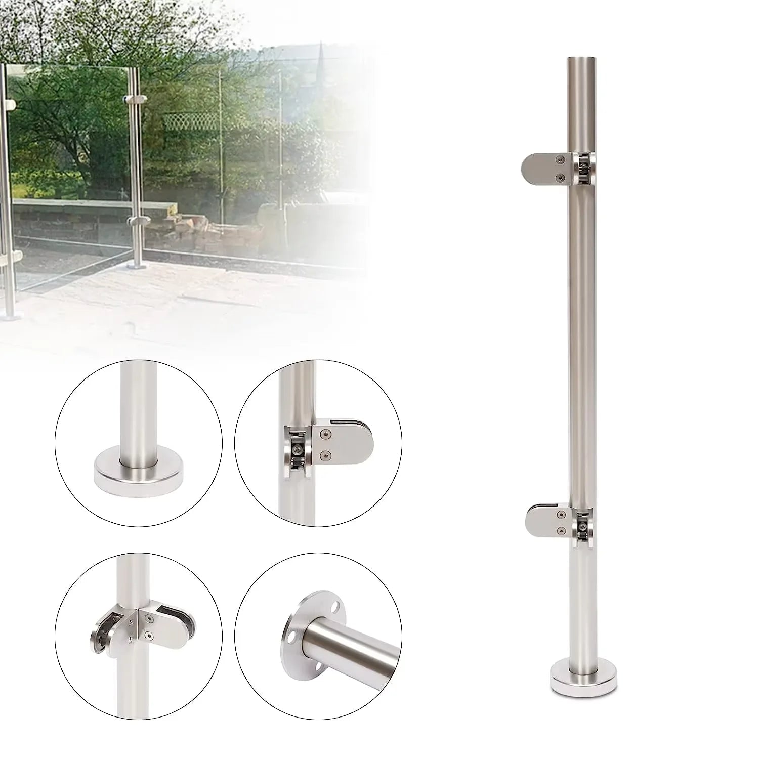 HL Stainless Steel Handrail Post Glass Balustrade Hardware Modern Design for Balcony Railing  Glass Railing