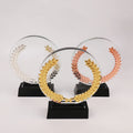 Gold Silver Bronze Resin Wheat Ears Round Glass Crystal Trophy and Award MH-NJ0169