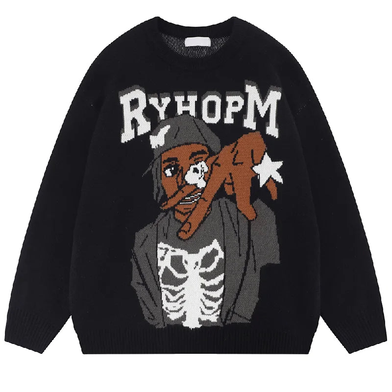 Custom OEM & ODM Men's 100% Cotton Jacquard Knitted Jumper Thick Winter Knitwear with Pattern Decoration