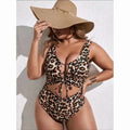 2024 New Fashion One Piece Women Leopard Print Spot Large Size Fat Bikini Swimwear