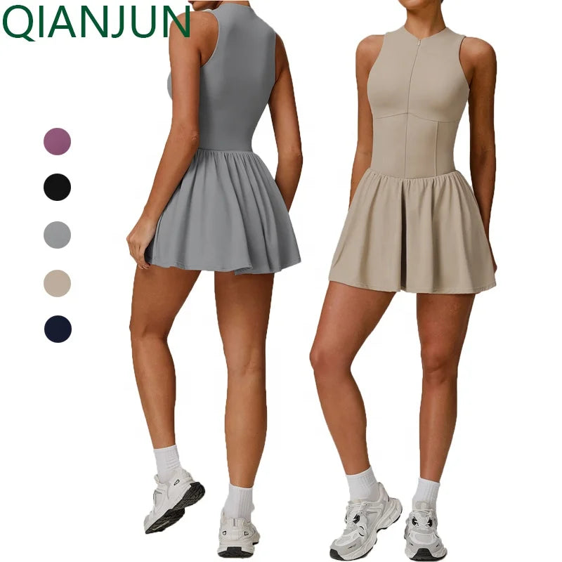 Custom Yoga Fitness Gym Sports One Piece Tennis Skirts for Women Plus Size Running Tennis Wear