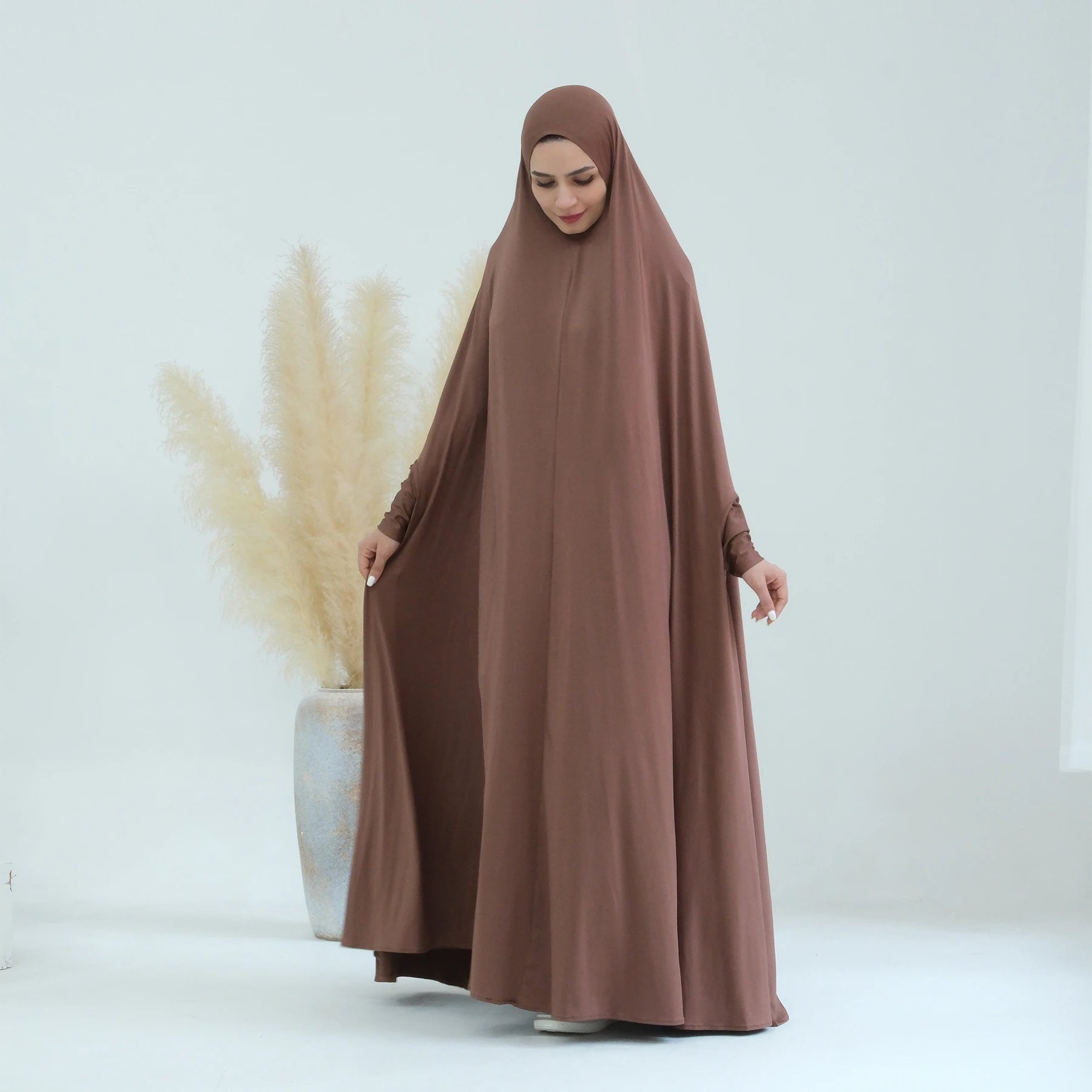 Loriya New Abaya Femmes Robe Musulmane Jersey One Piece Prayer Abaya Hijab Dress Traditional Muslim Clothing
