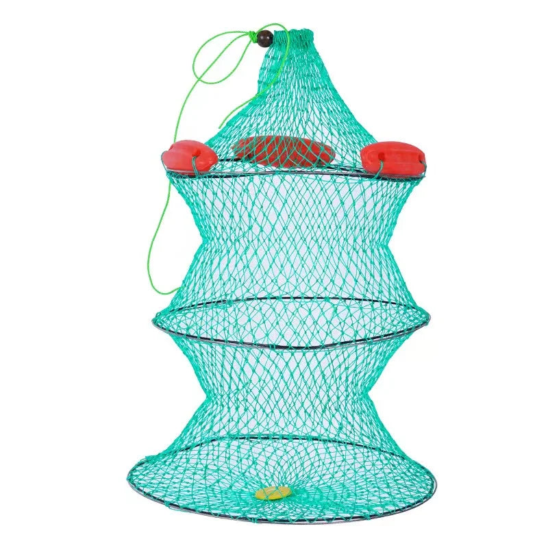 Perfect Gear for Fisherman Green Stainless Steel Fishing Net Cage Cast Net with Floats