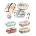 Wholesale 4 Compartment Stainless Steel Lunch Box for Kids School Bento Lunch Box With Thermos Bowl and Spoon
