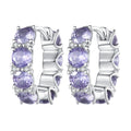 925 Sterling Silver Purple Zircon Ear Buckles Sparkle CZ Fashion Hoop Earrings for Women Birthday Gift Fine Jewelry BSE749