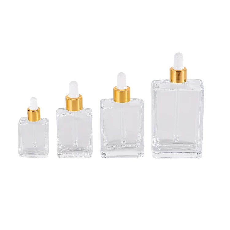 Gold Lid Dropper Gradient Color 10ml 100ml Glass Bottles Factory Screen Printing for Logo Cosmetic Oil Serum Packaging