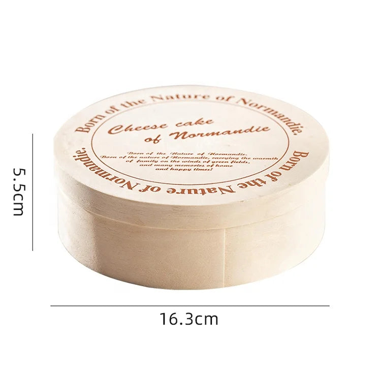 Vitalucks Custom Round Poplar Bark Wooden Cake Box-Eco-Friendly Reusable LFGB Certified Packaging