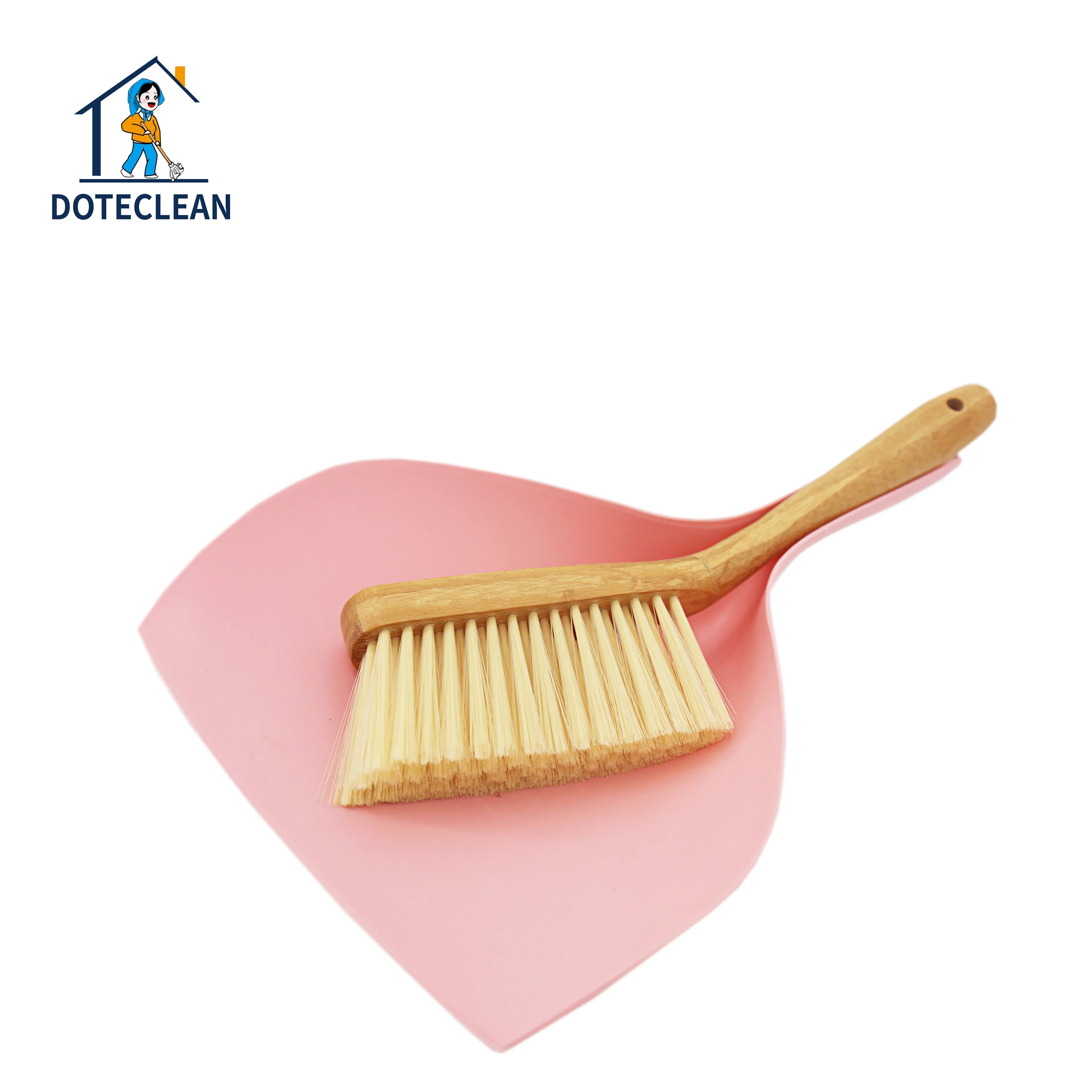Eco-friendly Pink Chicken Dustpan & Broom Set with PP Brush and Wood Handle for Home Use