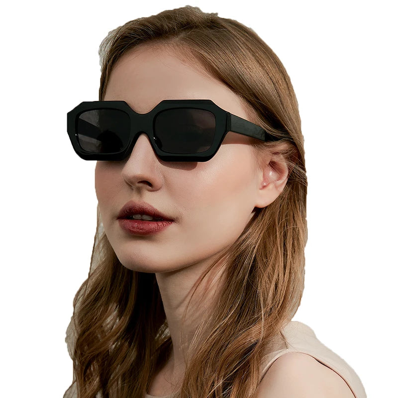 ADE WU STY2233 Fashion Glitter Powder Colorful Sun Glasses Women Trendy Small Frame Sunglasses Designer Polygon Eye Glasses
