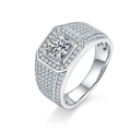 Luster 1Ct Luxury S925 Sterling Silver White Engagement Wedding Full Diamond Moissanite Ring for Man