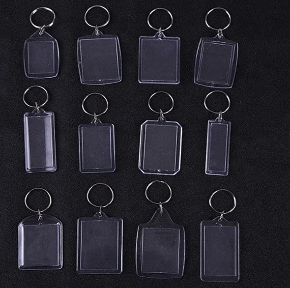 Wholesale Cheap Custom Cartoon Transparent Acrylic Photo Frame Keychain Hollow Shell Design Silk Screen Printing Made Plastic