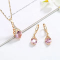 Hengdian Factory Supply Fashion Accessory pink Green White Cubic Zirconia  Eiffel Tower Earrings and Necklaces Sets for Women