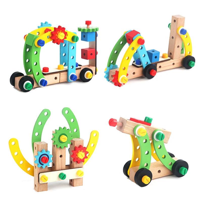 Starting Point Nut Disassembly Combination Building Block Wooden Educational Puzzle Enlightenment Children Ability DIY Tools