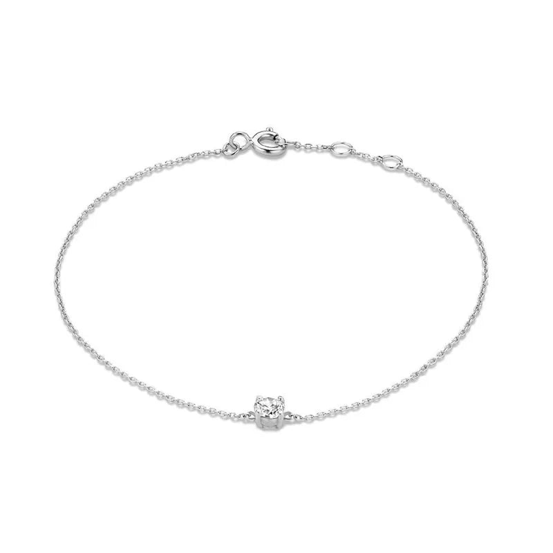 925 Sterling Silver Women Hand Bracelet Single CZ Zircon Wedding Charm Bracelets Jewelry for Gifts