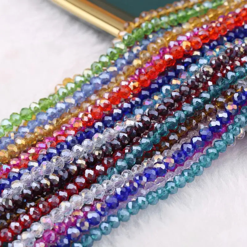 JC Crystal Wholesale 4mm Faceted Glass Beads Rondelle Crystal  Crystal Lampwork Glass Beads