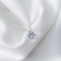 925 Sterling Silver Fashion Simple Round Clear CZ Link Chain Pendant Necklace for Women Fine Jewelry Accessories