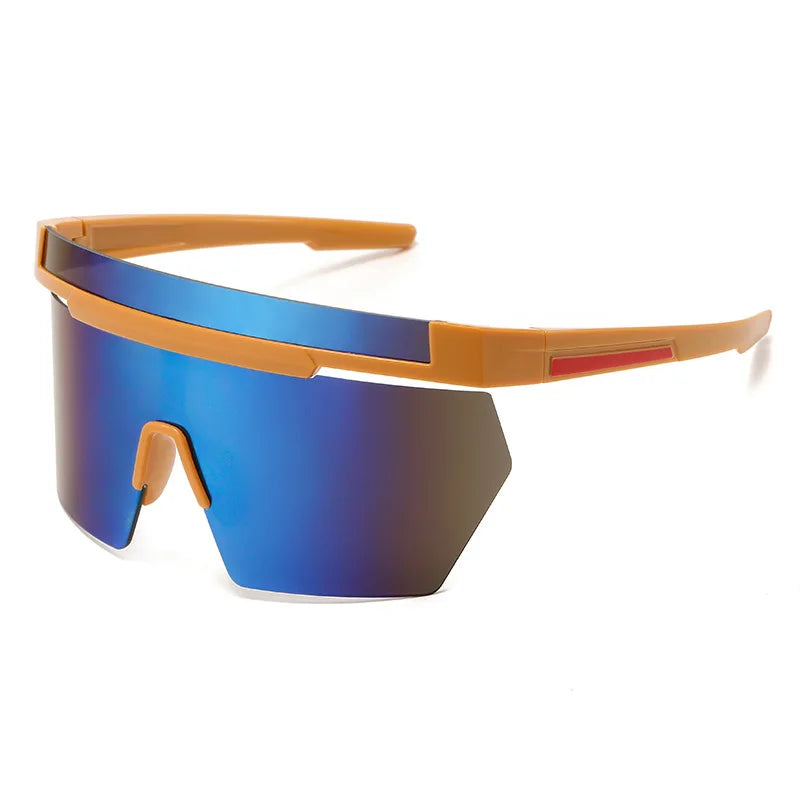 Wholesale Unisex Punk Rimless Sunglasses Steampunk Oversized Y2k Mirror Sunglasses One Piece Sports Cycling Sunglasses Men Women