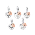 925 Sterling Silver Mum Grandma Daughter I love You to the Moon and Back Heart Beads Charm for Bracelet Necklace Jewelry Making