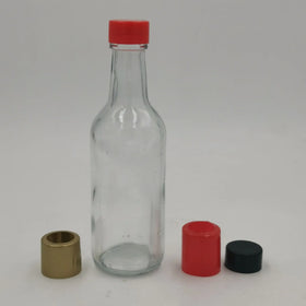 Wholesale 100pcs 180ml Transparent Long Neck Glass Bottle with Plastic Screw Cap Hot Stamping Carton Packed for Hot Sauce