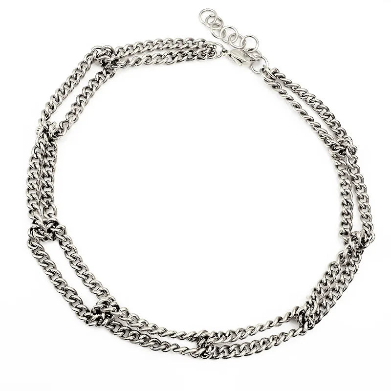 New Arrival Fashion Necklace Chain Stainless Steel Pendant Twist Double Link Necklace for Women