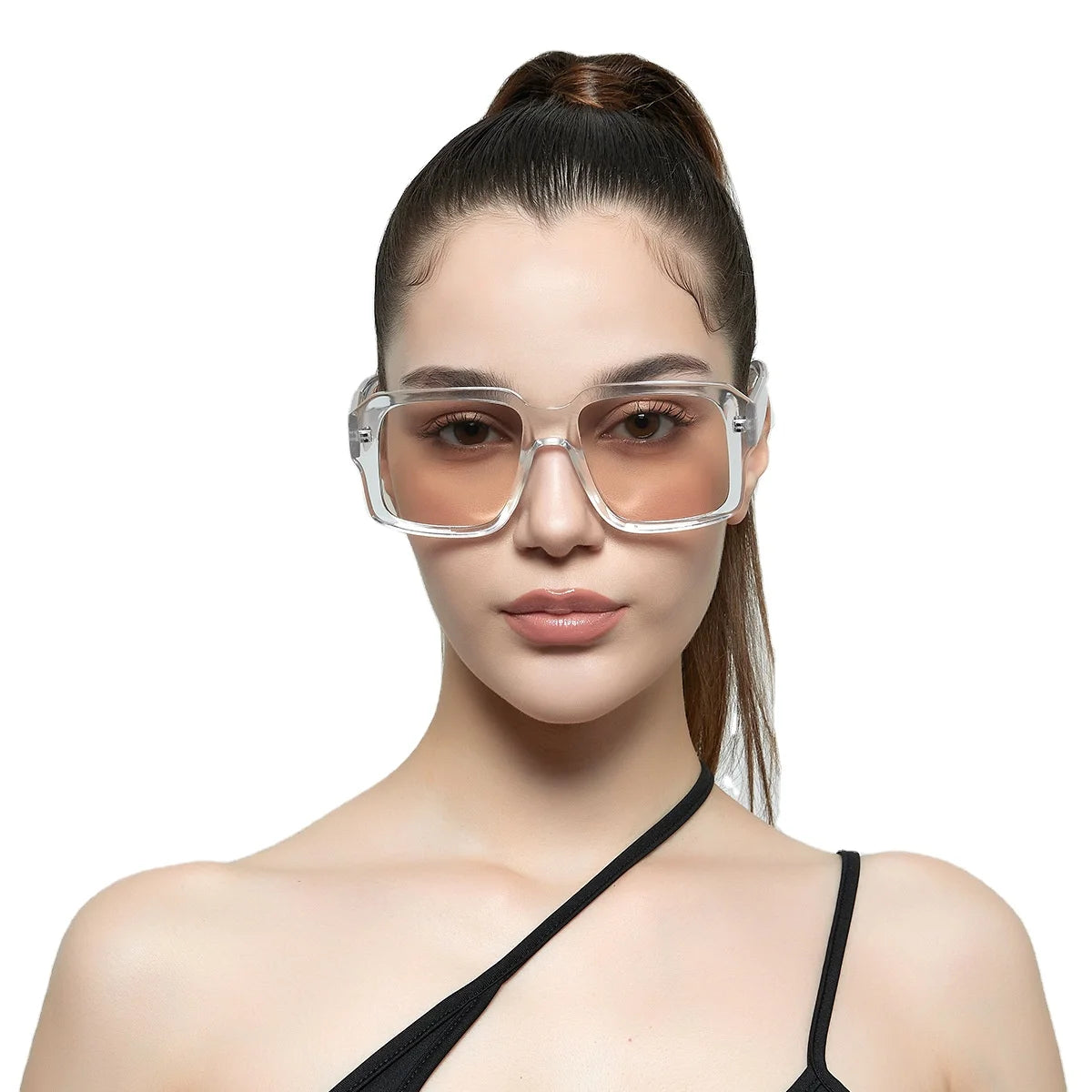 STORY STY77270H Fashion Square Gradient Sun Glasses Women Vintage Transparent Frame UV400 Shades Oversized Sunglasses