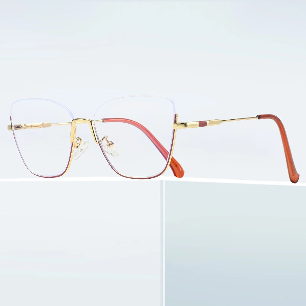 Custom Blue Light Blocking Cat Eye Spring Hinge Flexible Optical Eyeglasses Frames for Women Men