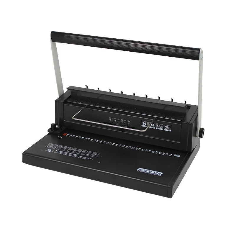 34-Hole A4 Puncher Wire-O Double-Loop Binding Machine for Brochures Office Documents Menus and Notebooks