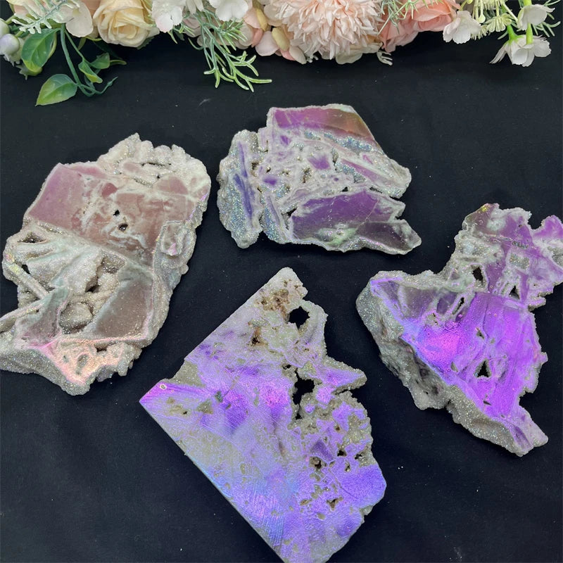 2024 Hot-sell Wholesale Crystal Stone Slab Angel Aura Sphalerite Slice for Fengshui Decoration