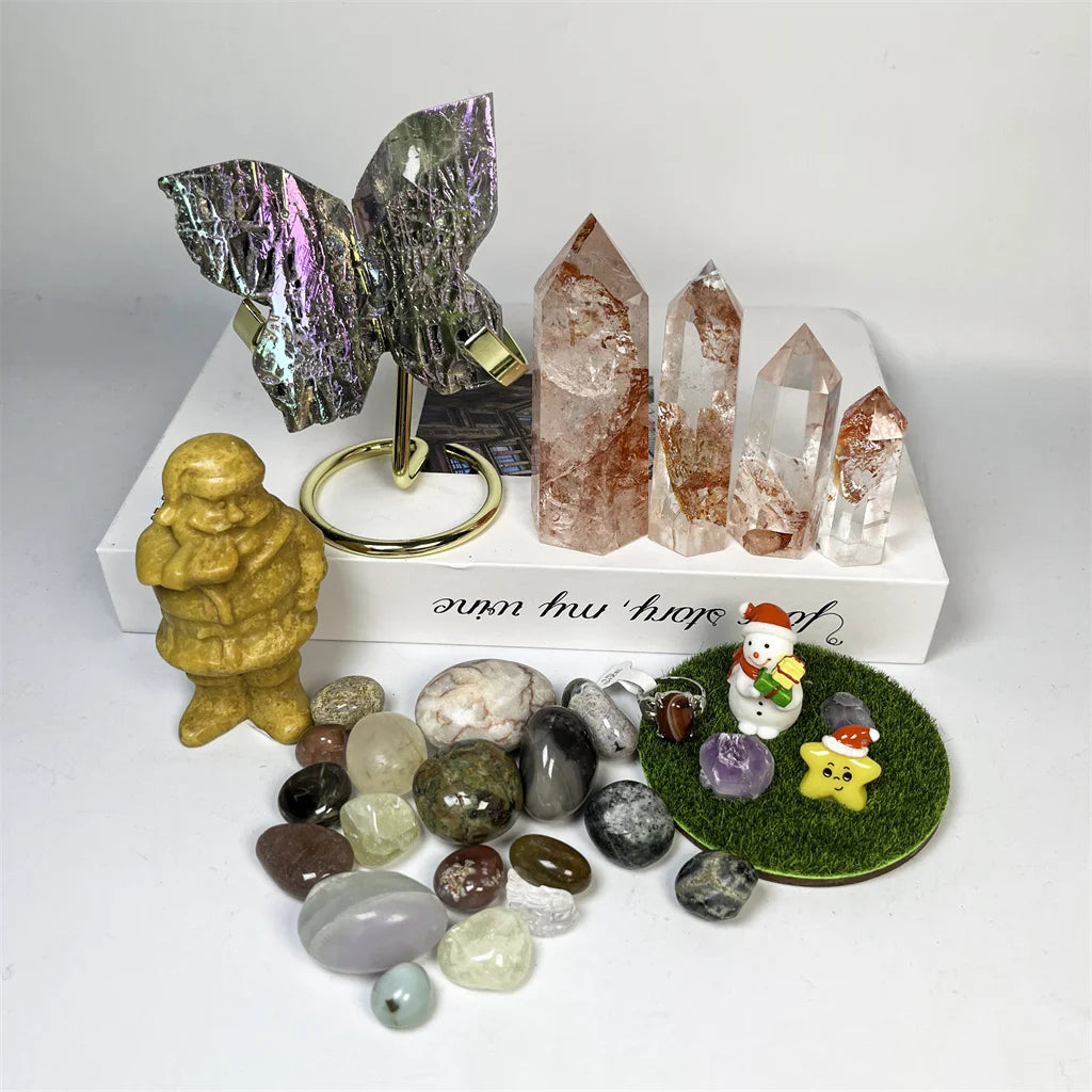 Free Shipping Natural Crystal Healing Sets Bundles Gemstone Natural Stone Chakra Crystal Healing Set Gift Box