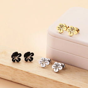 Fashion Hot Selling Simple 18k Gold Plated Stainless Steel Flower Earrings Jewelry Studs Girl's Earrings