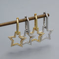 2024 New 925 Sterling Silver U Shape Ear Hoop Clip Earrings Detachable Big Shinny Zircon Hollow Star Drop Earrings