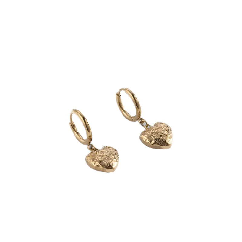 Women's Elegant Fashion Hollow Flower Heart Dangling 18k Gold Plated Titanium Steel Charm Trendy Earrings Anniversary Party Gift