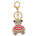 2023 New Arrivals Enamel Bear Charm Car Key Chain Rhinestone Crystal Small Bear Pendant Keychain for Girl