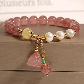 Hot Selling 34 Styles Amethyst Strawberry Crystal Bracelet Pixiu Flower Gemstone Bracelet Fresh Water Pearl Bracelet for Women