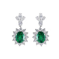 Fashionable Oval Shape Synthetic Diamond Emerald Dangle Earrings Cultivated Diamonds Women's Drop Earrings