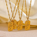 Nabest Stainless Steel Rectangle Tarot Card Necklace Choker Jewelry Women Gold Plated Waterproof Vintage Eyes Necklace