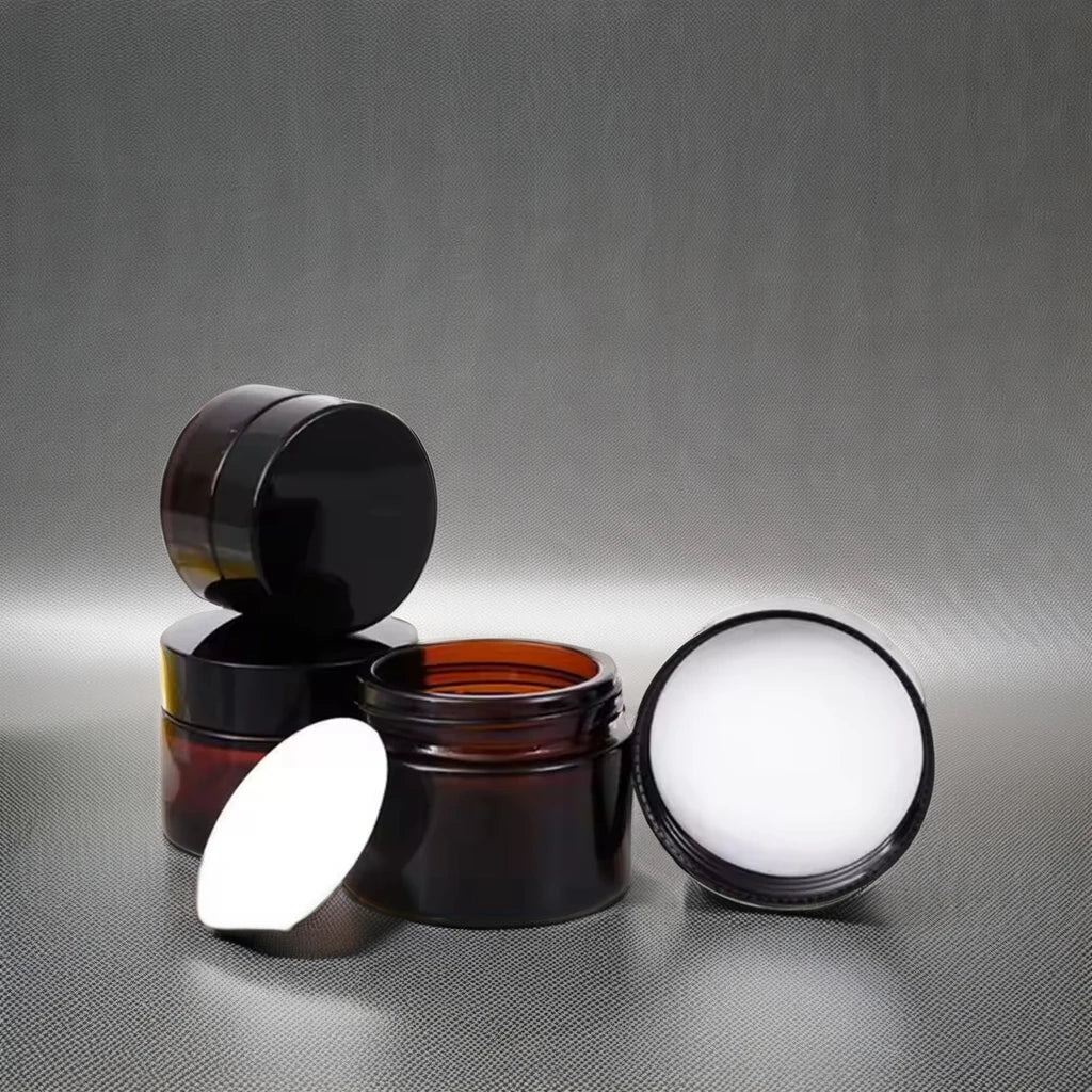 Shape 50ml 100ml Cosmetics Glass Jar Skin Care Cream Clear Body Scrub Container Gold Lid Plastic Cap Bamboo Base Boxed Packaging
