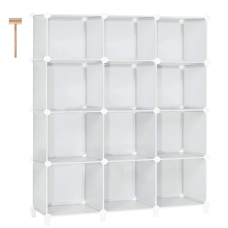 Cube Storage 12-Cube Bookcase Cubes Organizer Storage Shelves Closet Organizer Shelf Plastic Bookshelf Storage Shelf Rack