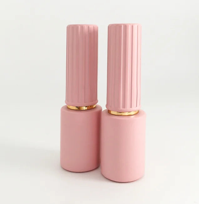 Wholesale 6ml Pink Glass Round Matte Nail Polish Bottle with Screen Printing Spray Cap and Pump Sprayer