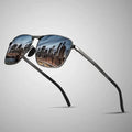 New Arrival Designer Men's Metal Polarized Retro Square Sunglasses in Blue and Gray Frames