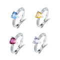 Merryshine Wholesale Manufacturer Anillo Plata 925 Sterling Silver Birth Stone Brand Rings Birthstone Heart Shaped Brand Rings