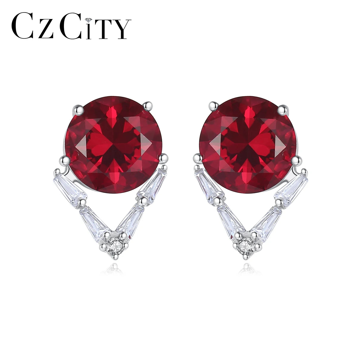 CZCITY 925 Sterling Silver Cute Stud Jewelry Earring Womens Designer Earings Women Fashion V Clear CZ Earings