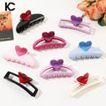 Wholesale Girls Cute Plastic Hair Claws Fashion Large Heart Hair Claw New Design Korean Square Heart Hair Claw