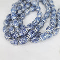 CC1805 Hand Painted Ceramic Blue White Porcelain OVal Beads Chinoiserie China Blue White Double Happiness Longevity Drum Beads