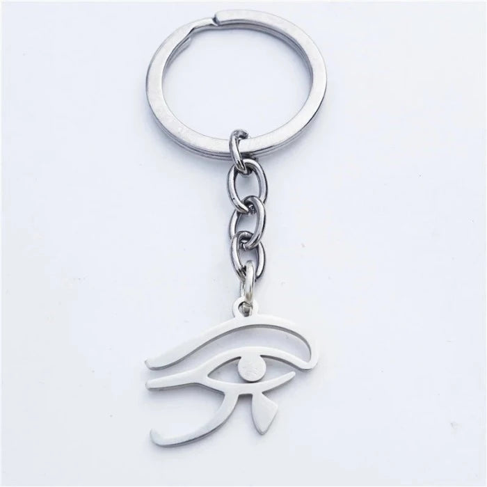 Horus Eye Shaped Pendant Keychain Jewelry Egyptian Living Symbol Stainless Steel Third Eye Vintage Cartoon Waterproof Keychain
