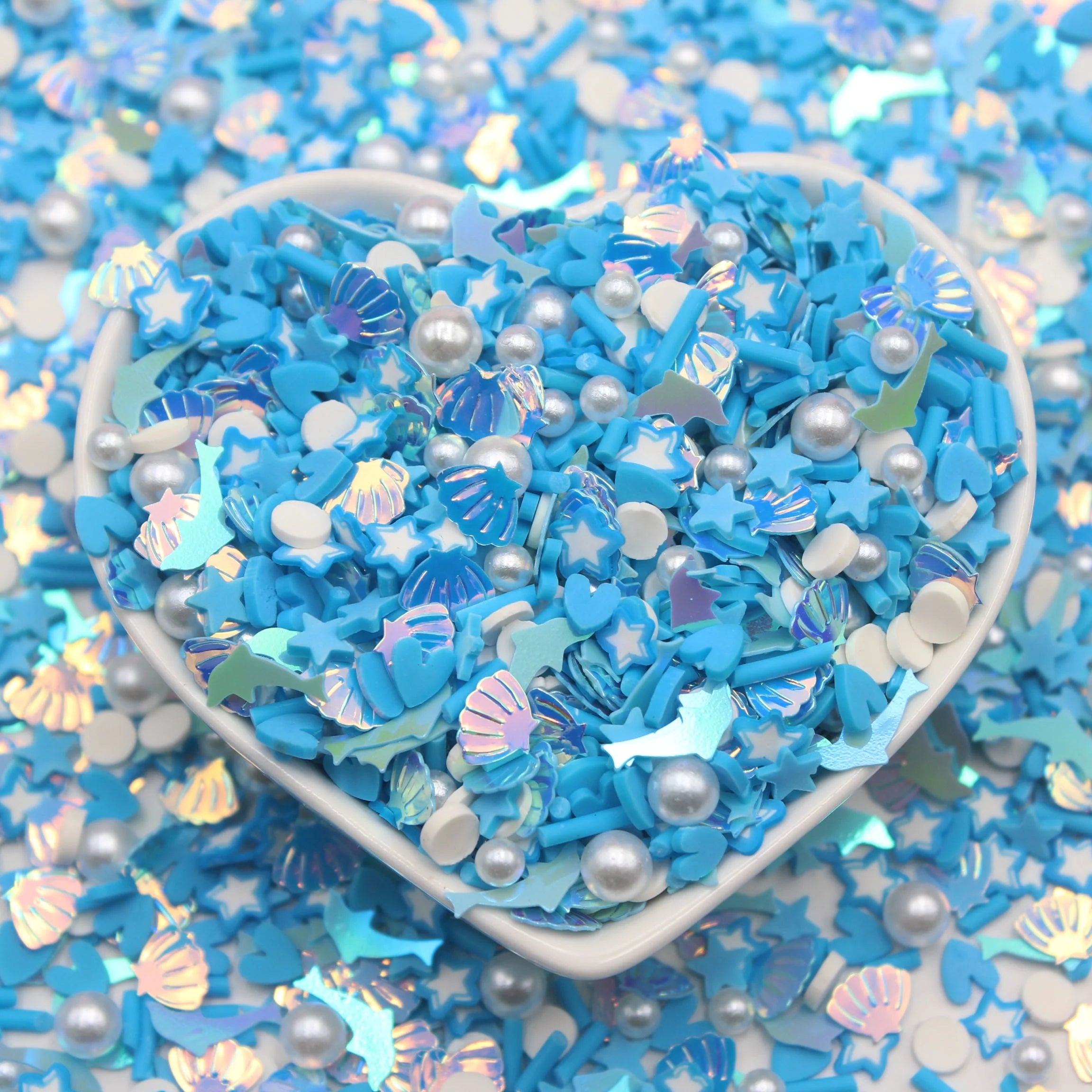 1KG/bag 5mm Model Clay Slice Mixed Dolphin Shell Sequins Candy Sprinkles Faux Pearls Slime Supplies Filler Non-toxic Washable