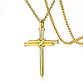 SCP166 Custom Gold Plated Men Necklace Stainless Steel Cross Charm Pendant MegaBDM
