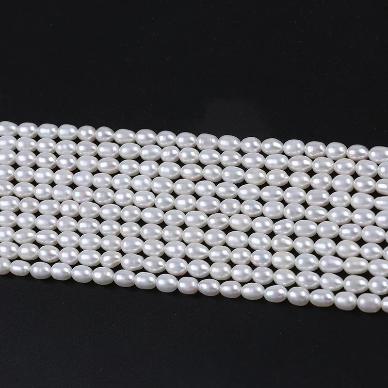 4-4.5mm Wholesale Loose Freshwater Pearl Strand Rice Pearl Beads for Jewelry Making